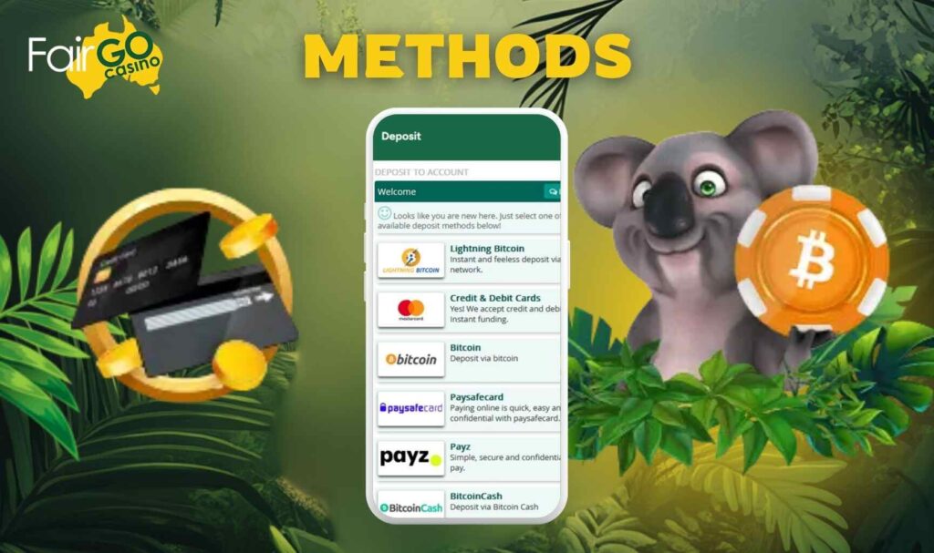 Available Deposit and Withdrawal Methods at Fair Go Australia
