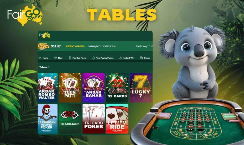 Fair Go online casino in Australia Tables games review